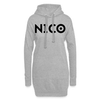 Prénom Nico - Sweat-shirt à capuche long Femme - gris chiné - Devant