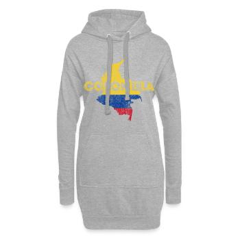 Kolumbien Kartenform und Flagge - Hoodie-Kleid - Grau meliert - Vorne