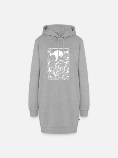 Ozean Doodle - Hoodie-Kleid - Grau meliert