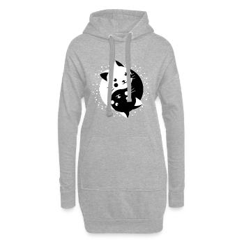 Cool chaton yin yang chats chat idée cadeau - Sweat-shirt à capuche long Femme - gris chiné - Devant