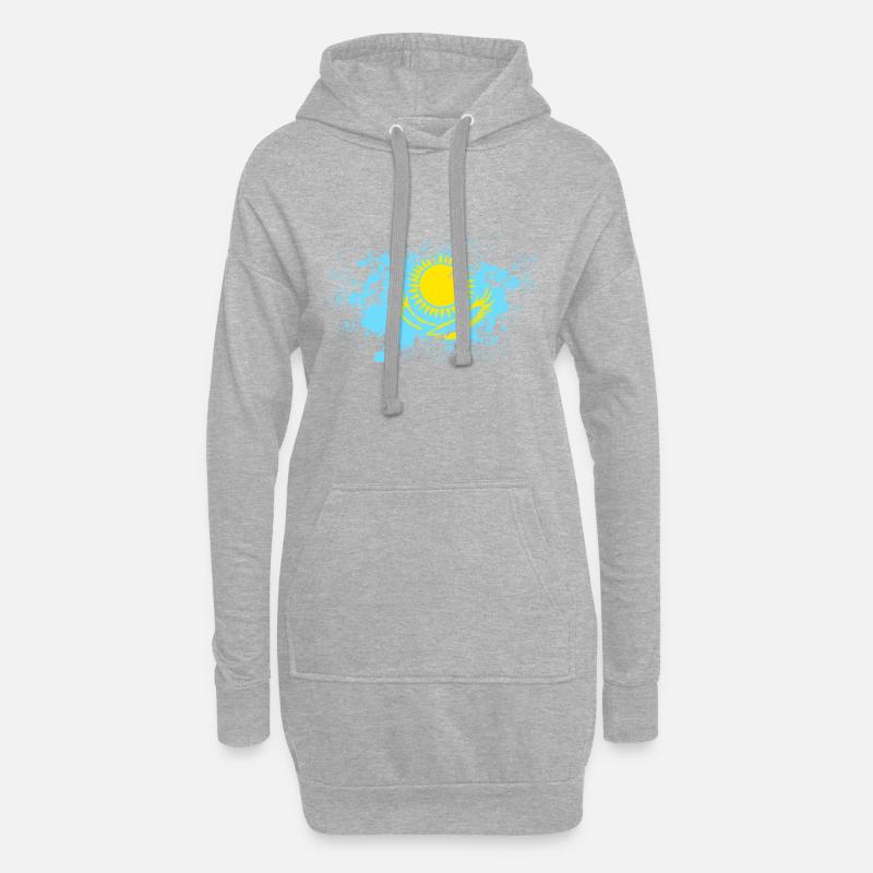 Kazakhstan Kasachstan Flagge Geschenkidee - Hoodie-Kleid - Grau meliert