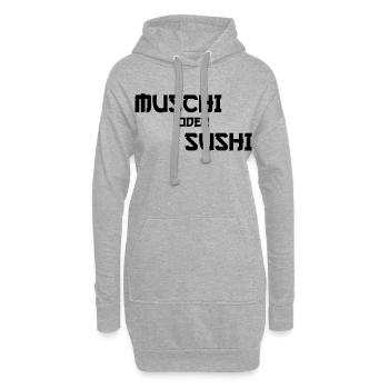Muschi oder Sushi Erotik Urlaub Funshirt - Hoodie-Kleid - Grau meliert - Vorne