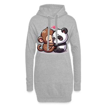 Cuddling Monkey And Panda In Love - Hoodie-Kleid - Grau meliert - Vorne