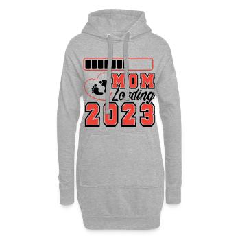 Mama loading 2023, werdende Mutter 2023 - Hoodie-Kleid - Grau meliert - Vorne