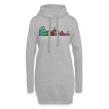 Rome City Skyline Kolosseum Moderne Linienzeichnung - Hoodie-Kleid - Grau meliert - Vorne