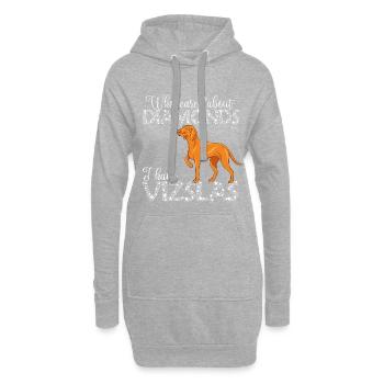 Diamants Vizsla - Sweat-shirt à capuche long Femme - gris chiné - Devant