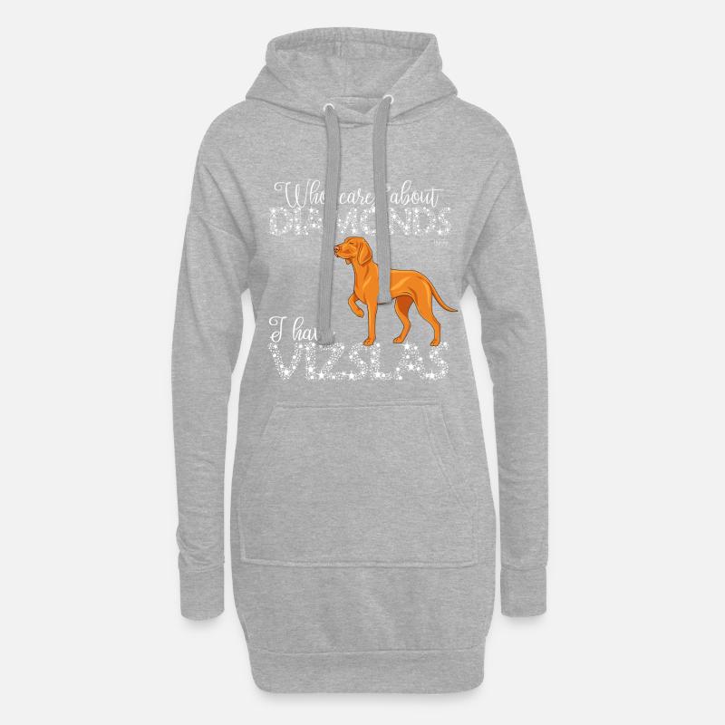Vizsla Diamonds - Hoodie-Kleid - Grau meliert