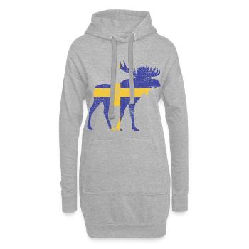 Drapeau suédois - Sweat-shirt à capuche long Femme - gris chiné - Devant