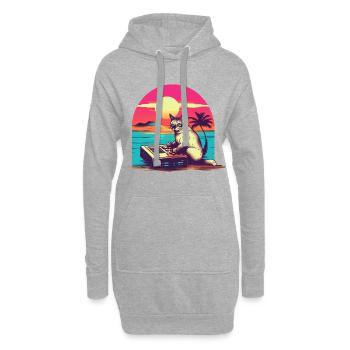 Cat Synthesizer Katze Retro Vintage Studio Gear - Hoodie-Kleid - Grau meliert - Vorne