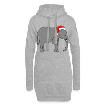 elefant mit weihnachtsmütze - Hoodie-Kleid - Grau meliert - Vorne