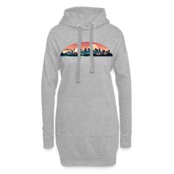 Sonnenuntergangsstadt Panorama - Hoodie-Kleid - Grau meliert - Vorne