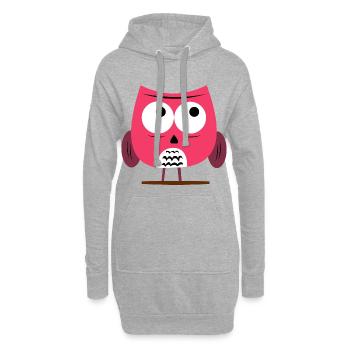 Süße Eule - Eulen Cute Owl - Pink/Lila - Hoodie-Kleid - Grau meliert - Vorne