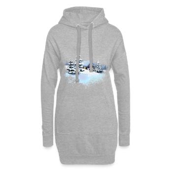 Winterzeit Winter Schnee Landschaft - Hoodie-Kleid - Grau meliert - Vorne
