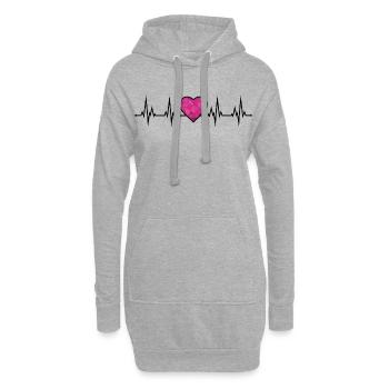 ECG du battement cardiaque - Sweat-shirt à capuche long Femme - gris chiné - Devant
