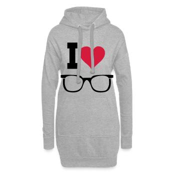 Lunettes de soleil lunettes coeur Déclaration cadeau - Sweat-shirt à capuche long Femme - gris chiné - Devant