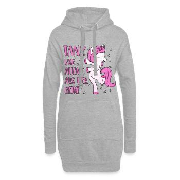 Einhorn Spruch Tanz vor allem aus der Reihe - Hoodie-Kleid - Grau meliert - Vorne