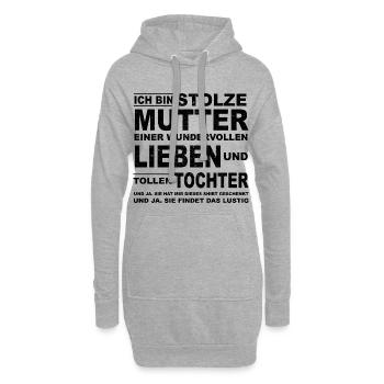 Ich bin stolze Mutter einer tollen Tochter cool - Hoodie-Kleid - Grau meliert - Vorne