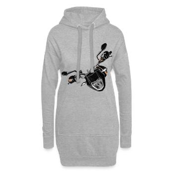 Motorrad in Bewegung, in der Kurve, Motorbike - Hoodie-Kleid - Grau meliert - Vorne