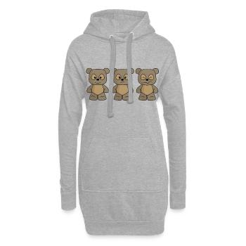 TROIS OURS - Sweat-shirt à capuche long Femme - gris chiné - Devant