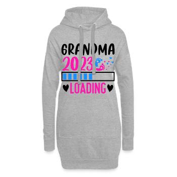 Werdende Oma, Oma loading 2023 Großmutter 2023 - Hoodie-Kleid - Grau meliert - Vorne