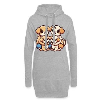 Famille Chien Mère Et Père Avec Deux Enfants - Sweat-shirt à capuche long Femme - gris chiné - Devant