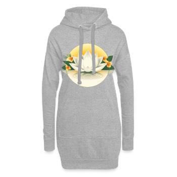 Weiße Lotusblume - Florales Sommerdesign - Hoodie-Kleid - Grau meliert - Vorne