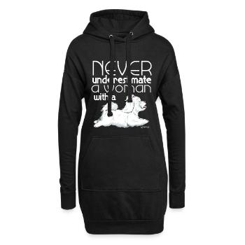 Coton De Tuléar Femme2 - Sweat-shirt à capuche long Femme - noir - Devant