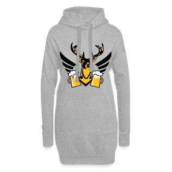 Chic Hirsch aile bière d'une chope de bière - Sweat-shirt à capuche long Femme - gris chiné - Devant