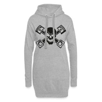 Schädel Totenkopf Kolben - Hoodie-Kleid - Grau meliert - Vorne