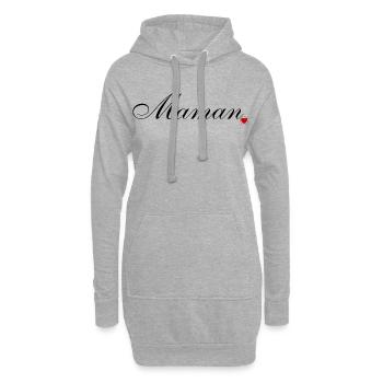Maman et coeur. Amour pour maman - Sweat-shirt à capuche long Femme - gris chiné - Devant