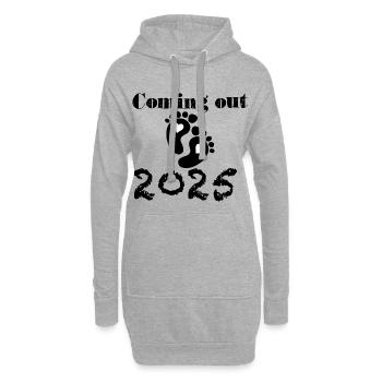 Bébé arrive en 2025, future maman en 2025, pieds de bébé - Sweat-shirt à capuche long Femme - gris chiné - Devant
