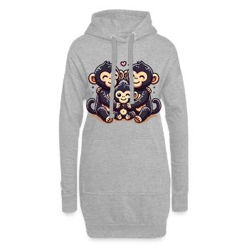 Famille de chimpanzés mère et père avec un enfant - Sweat-shirt à capuche long Femme - gris chiné - Devant