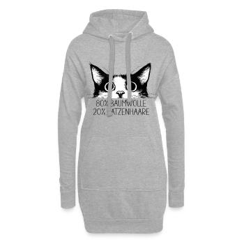 Katze 80% Baumwolle 20% Katzenhaare Lustig Spruch - Hoodie-Kleid - Grau meliert - Vorne