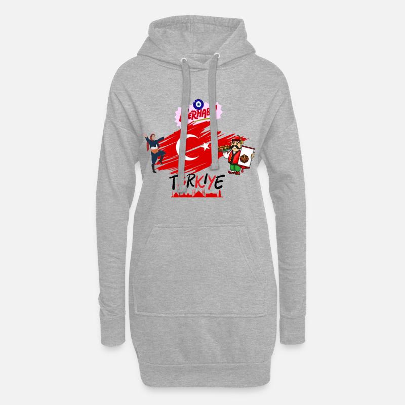 Turkiye Bro's on Fire - Hoodie-Kleid - Grau meliert