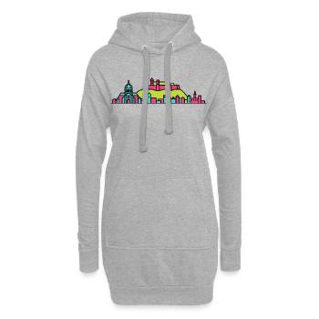 Citadelle de la Skyline de la ville de Namur Art moderne en ligne - Sweat-shirt à capuche long Femme - gris chiné - Devant