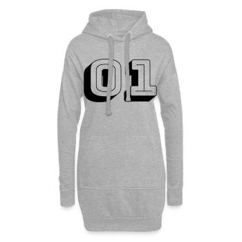 01 - Numéro -Équipe - Sweat-shirt à capuche long Femme - gris chiné - Devant