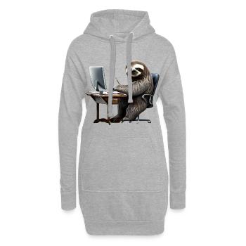 Paresseux de bureau - Sweat-shirt à capuche long Femme - gris chiné - Devant