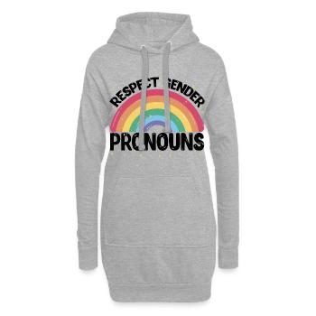 Respecter les pronoms de genre 2 - Sweat-shirt à capuche long Femme - gris chiné - Devant