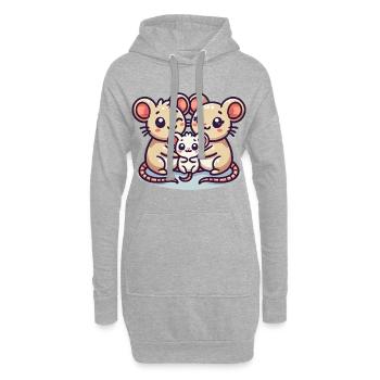 Famille Souris Mère Et Père Avec Un Enfant - Sweat-shirt à capuche long Femme - gris chiné - Devant