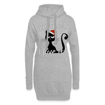 grumpy Weihnachten cat Katze ironisch Geschenk - Hoodie-Kleid - Grau meliert - Vorne
