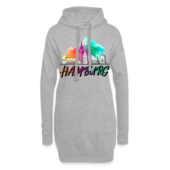 Hamburg Deutschland Skyline Schrift Schriftzug - Hoodie-Kleid - Grau meliert - Vorne
