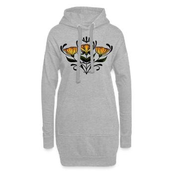 Fleur symétrique jaune - Sweat-shirt à capuche long Femme - gris chiné - Devant