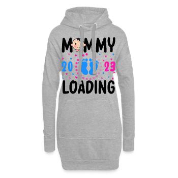 Mama loading 2023, werdende Mutter 2023 - Hoodie-Kleid - Grau meliert - Vorne
