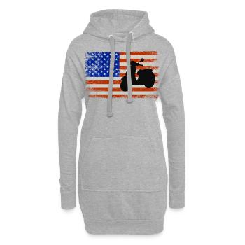 Drapeau américain Scooter Rider Scootering Moto - Sweat-shirt à capuche long Femme - gris chiné - Devant