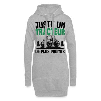 Juste un tracteur. de plus promis. agriculteur - Sweat-shirt à capuche long Femme - gris chiné - Devant