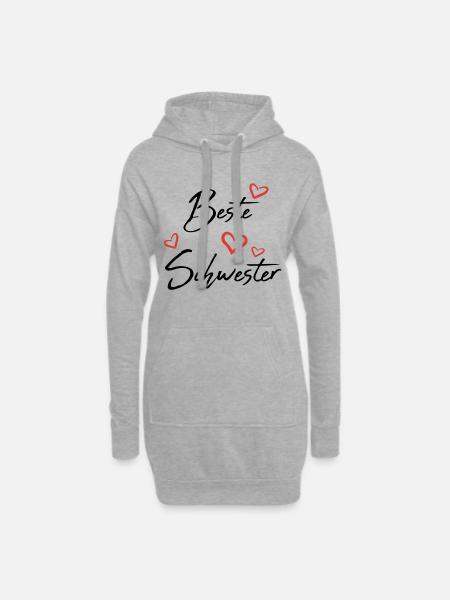 Beste Schwester - Hoodie-Kleid - Grau meliert