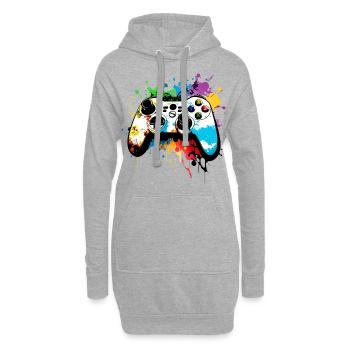 Gaming Controller Graffiti Computer Spiele Gamer - Hoodie-Kleid - Grau meliert - Vorne
