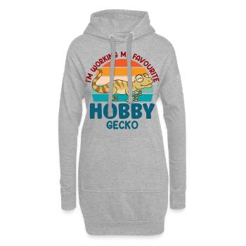 I'm working my favourite hobby Gecko - Hoodie-Kleid - Grau meliert - Vorne