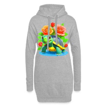 Tortue parmi les roses - 2 - Sweat-shirt à capuche long Femme - gris chiné - Devant