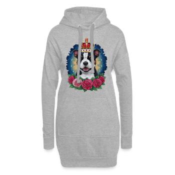 Staffordshire Bull Terrier mit Krone und Rosen - Hoodie-Kleid - Grau meliert - Vorne